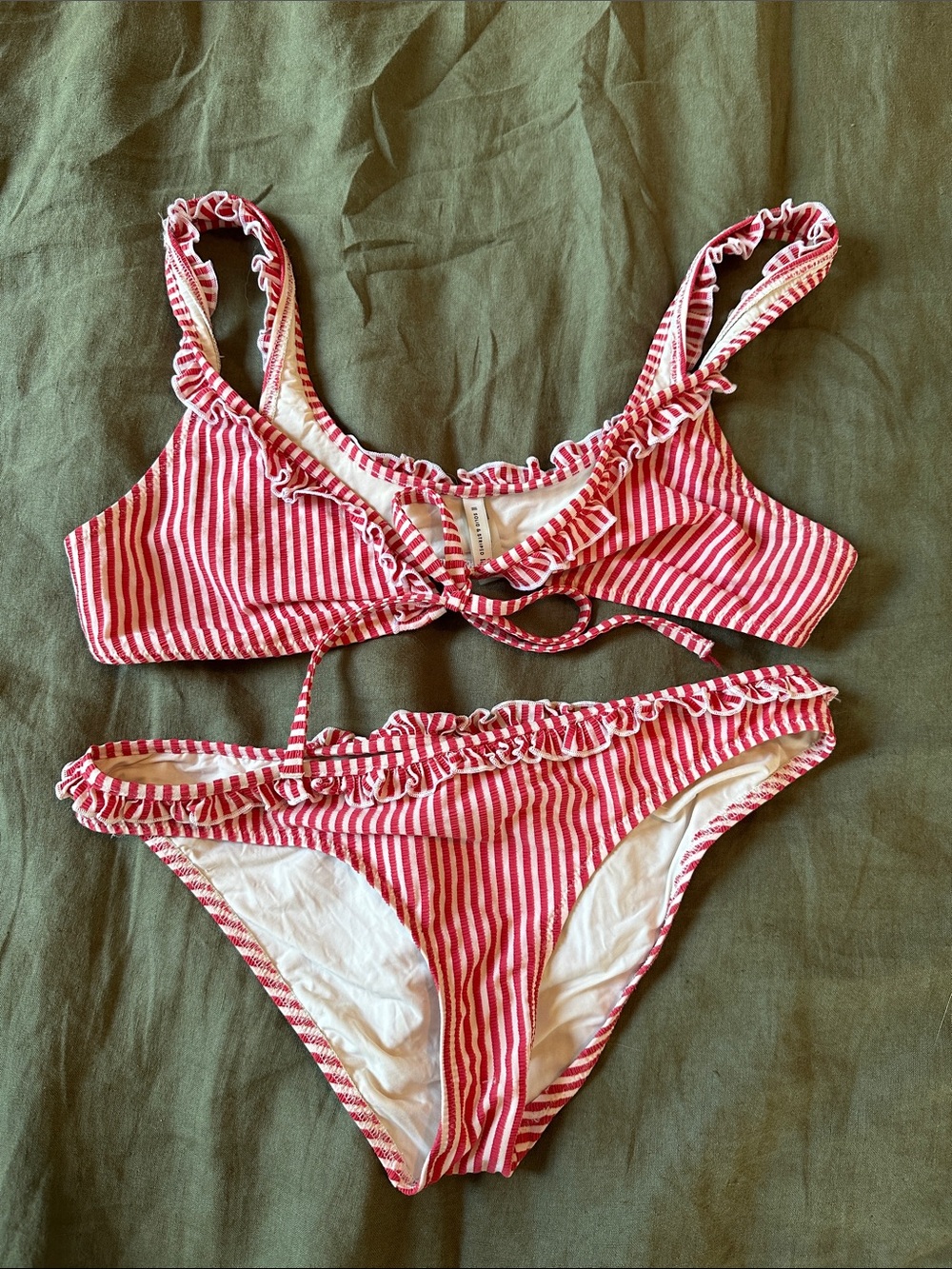 Solid and striped swimsuit